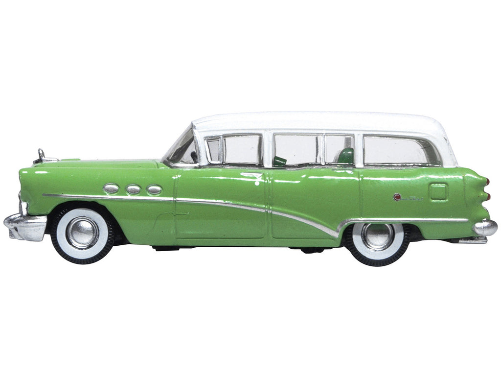 1954 Buick Century Estate Wagon Willow Green and White 1/87 (HO) Scale Diecast Model Car by Oxford Diecast-1