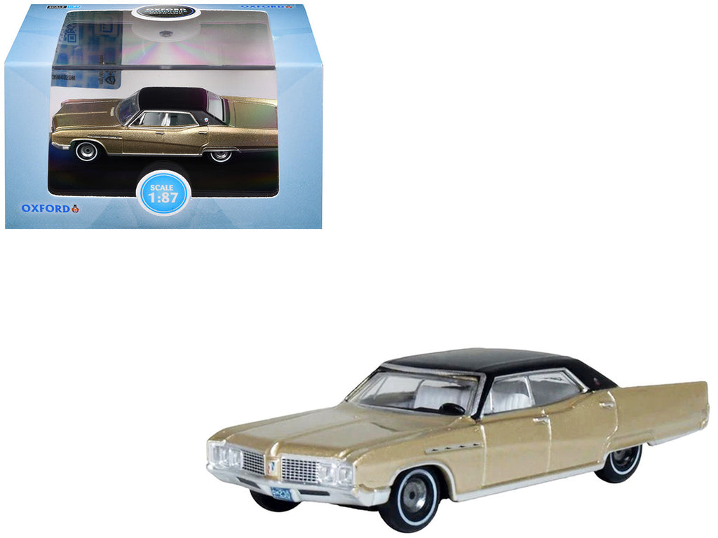 1968 Buick Electra 225 Ivory Gold Metallic with Black Top and White Interior 1/87 (HO) Scale Diecast Model Car by Oxford Diecast-3