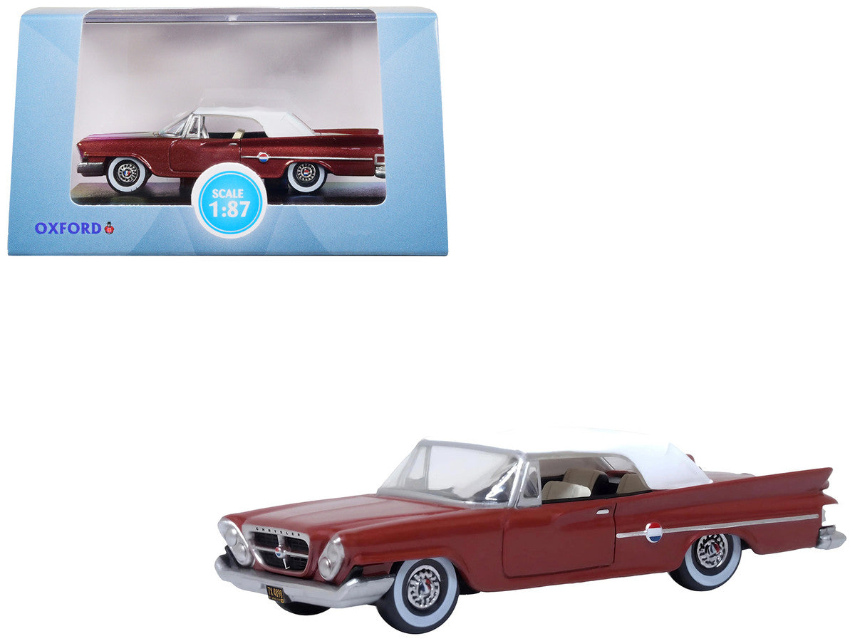1961 Chrysler 300 Convertible (Closed Top) Cinnamon Brown Metallic with White Top 1/87 (HO) Scale Diecast Model Car by Oxford Diecast-0