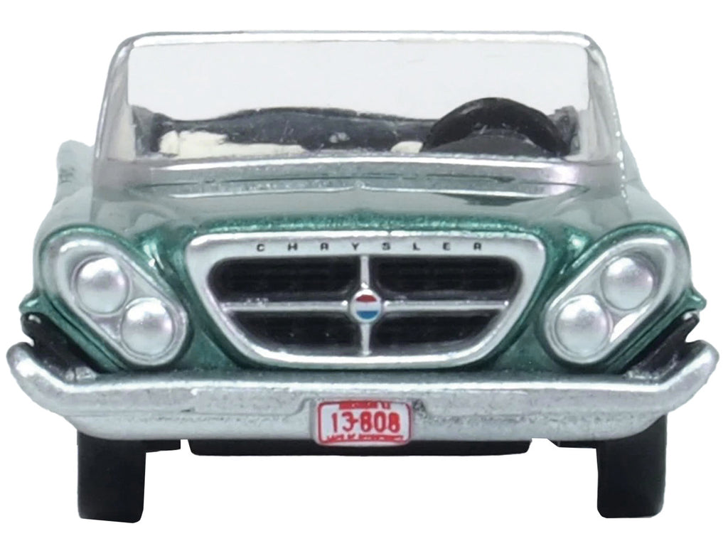 1961 Chrysler 300 Convertible Pinewood Green Metallic 1/87 (HO) Scale Diecast Model Car by Oxford Diecast-2