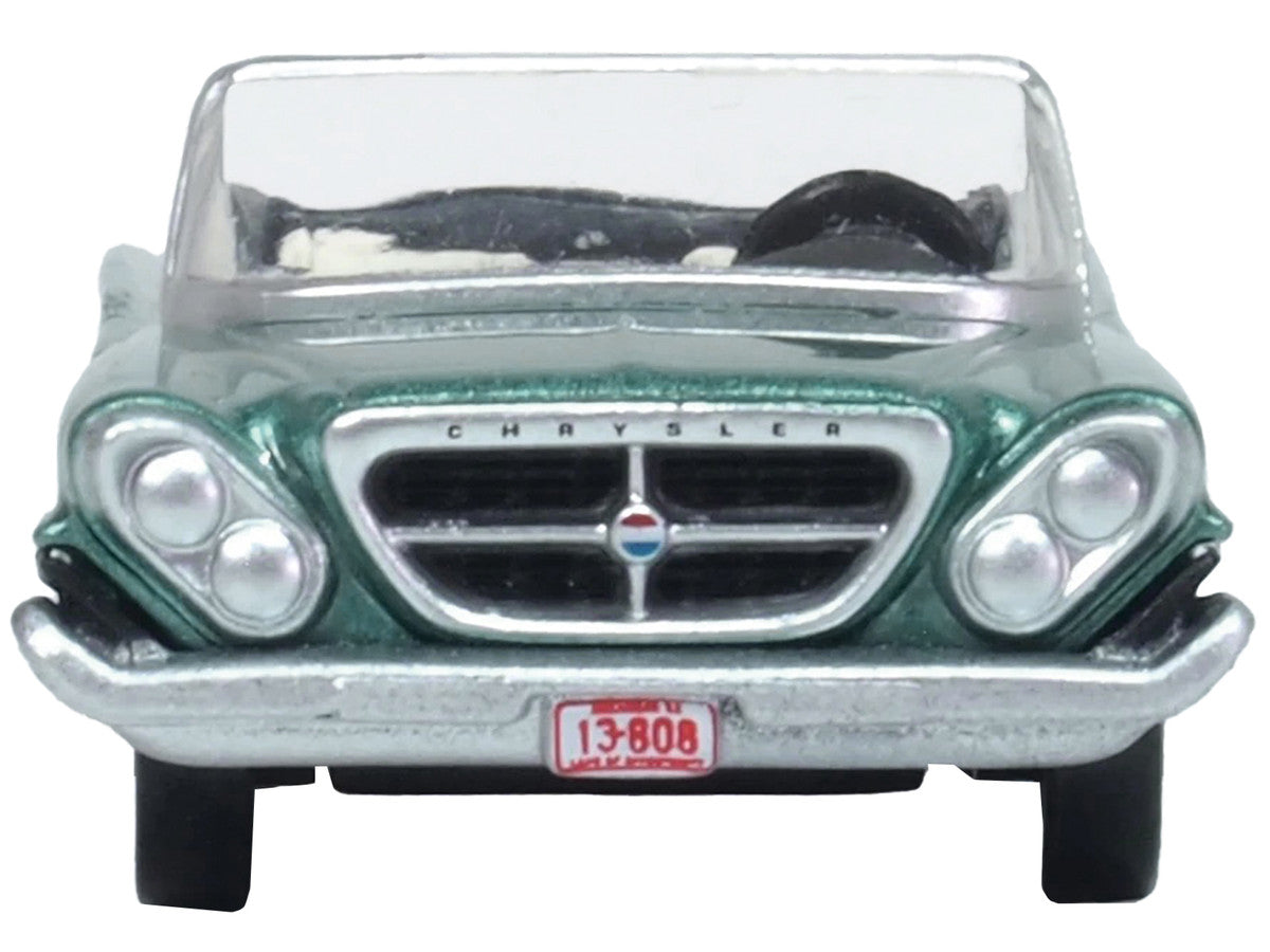 1961 Chrysler 300 Convertible Pinewood Green Metallic 1/87 (HO) Scale Diecast Model Car by Oxford Diecast-2