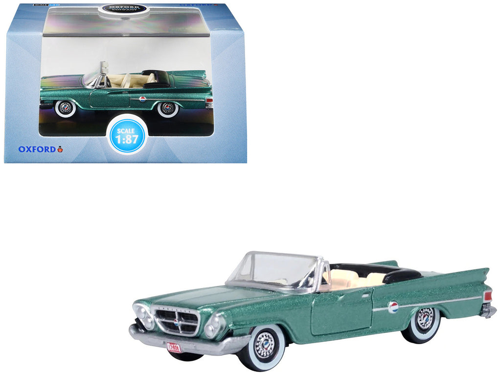 1961 Chrysler 300 Convertible Pinewood Green Metallic 1/87 (HO) Scale Diecast Model Car by Oxford Diecast-3