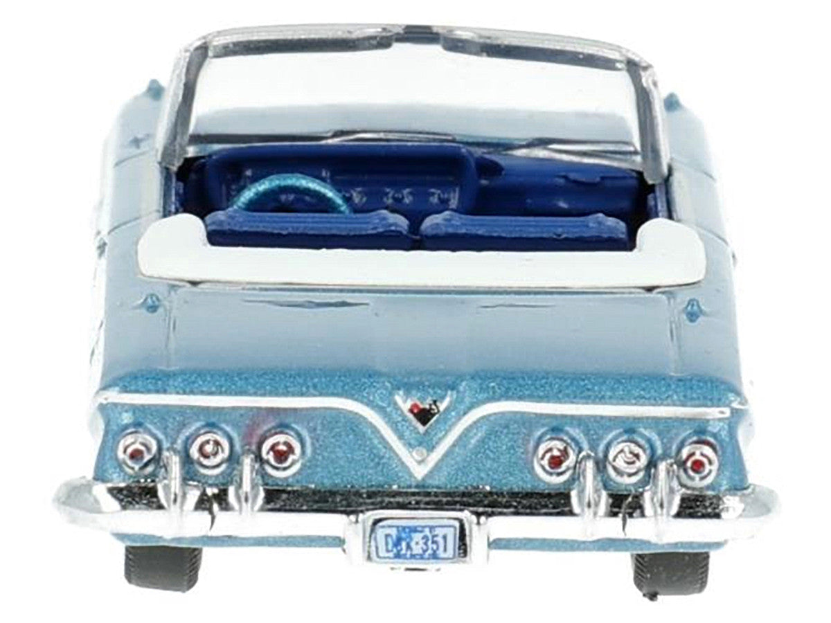 1961 Chevrolet Impala Convertible Jewel Blue Metallic and White with Blue Interior 1/87 (HO) Scale Diecast Model Car by Oxford Diecast-3