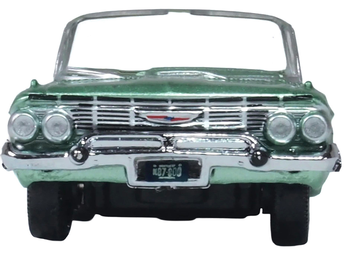 1961 Chevrolet Impala Convertible Arbor Green Metallic with Green Interior 1/87 (HO) Scale Diecast Model Car by Oxford Diecast-2