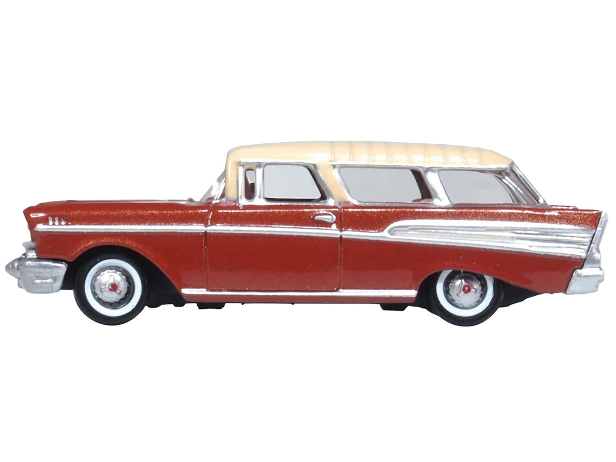 1957 Chevrolet Nomad Adobe Beige with Sierra Gold Top 1/87 (HO) Scale Diecast Model Car by Oxford Diecast-0