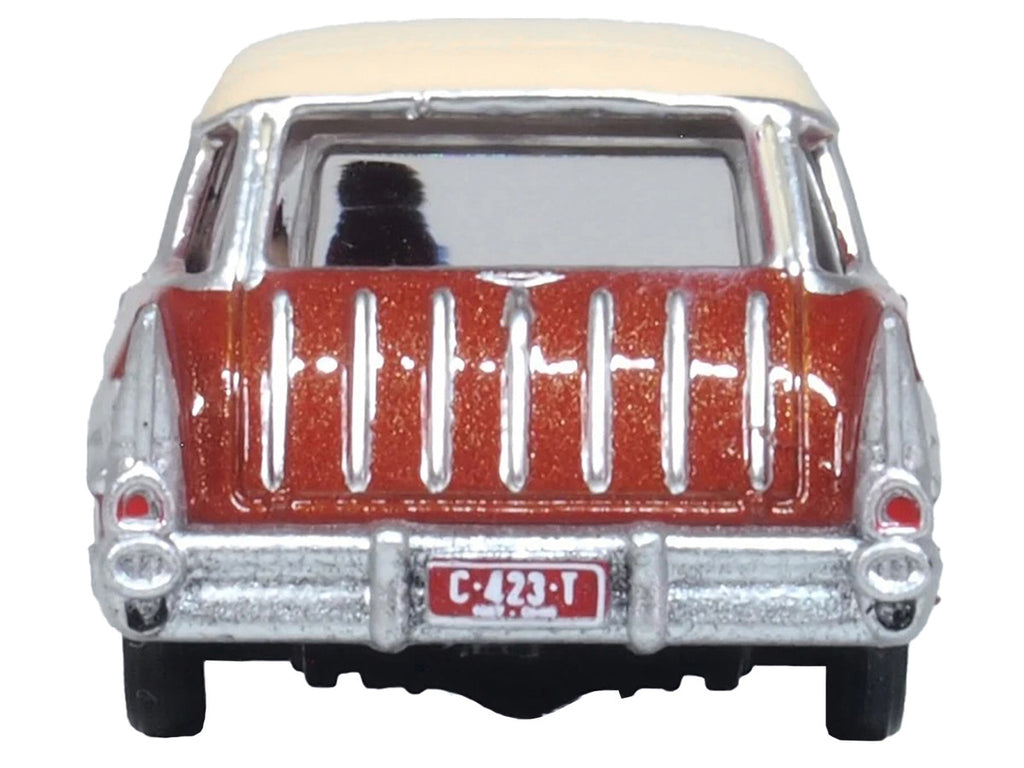 1957 Chevrolet Nomad Adobe Beige with Sierra Gold Top 1/87 (HO) Scale Diecast Model Car by Oxford Diecast-1