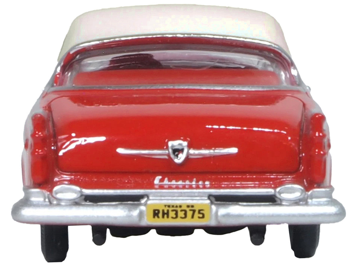 1955 Chrysler New Yorker Deluxe St. Regis Tango Red and Platinum Metallic 1/87 (HO) Scale Diecast Model Car by Oxford Diecast-2