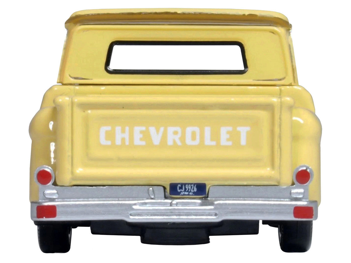 1965 Chevrolet C10 Stepside Pickup Truck Yellow 1/87 (HO) Scale Diecast Model Car by Oxford Diecast-3