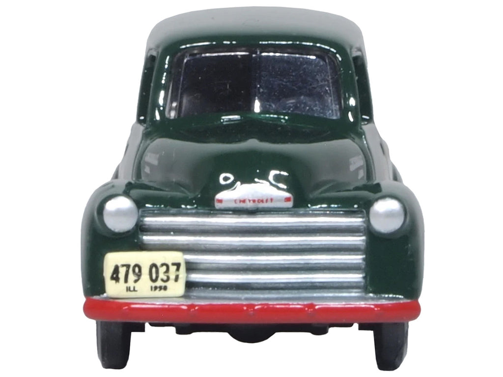 1950 Chevrolet Panel Van "Railway Express Agency" Dark Green 1/87 (HO) Scale Diecast Model Car by Oxford Diecast-1