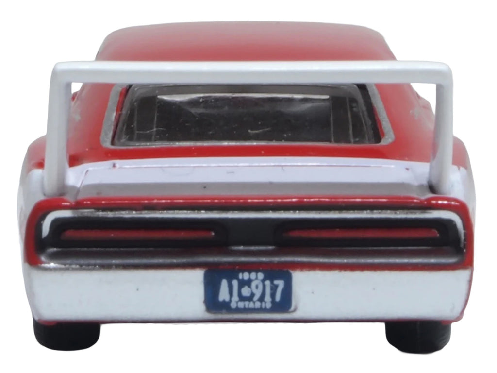 1969 Dodge Charger Daytona Red with White Stripe 1/87 (HO) Scale Diecast Model Car by Oxford Diecast-2