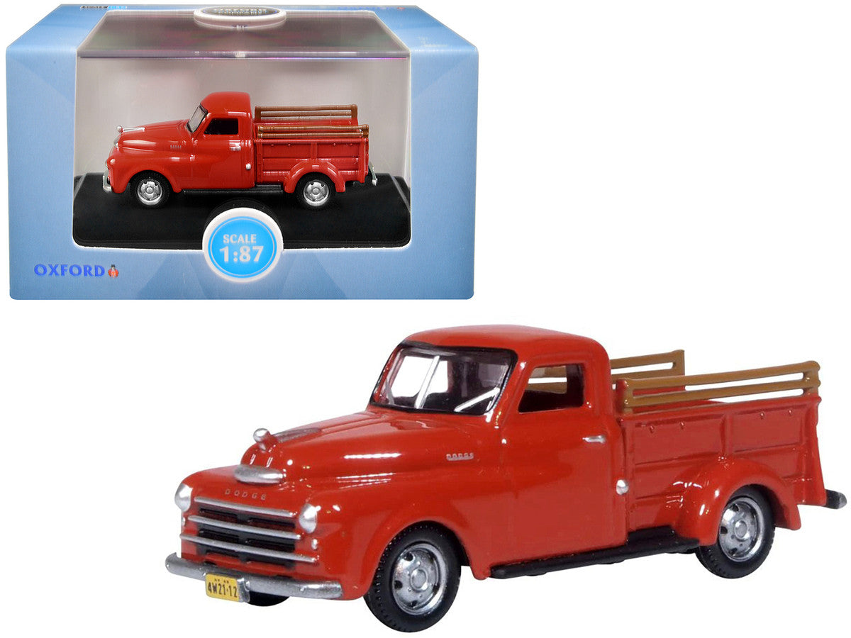 1948 Dodge B-1B Pickup Truck Red 1/87 (HO) Scale Diecast Model Car by Oxford Diecast-0