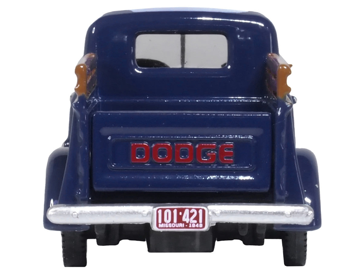 1948 Dodge B-1B Pickup Truck Waterway Blue 1/87 (HO) Scale Diecast Model Car by Oxford Diecast-3