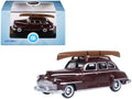 1946 DeSoto Suburban with Roof Rack and Canoe Royal Maroon 1/87 (HO) Scale Diecast Model Car by Oxford Diecast-0