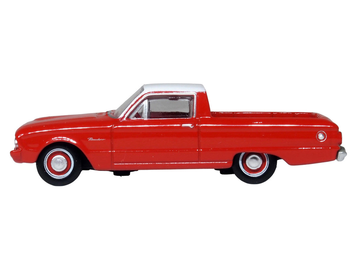 1960 Ford Falcon Ranchero Monte Carlo Red with Corinthian White Top 1/87 (HO) Scale Diecast Model Car by Oxford Diecast-0