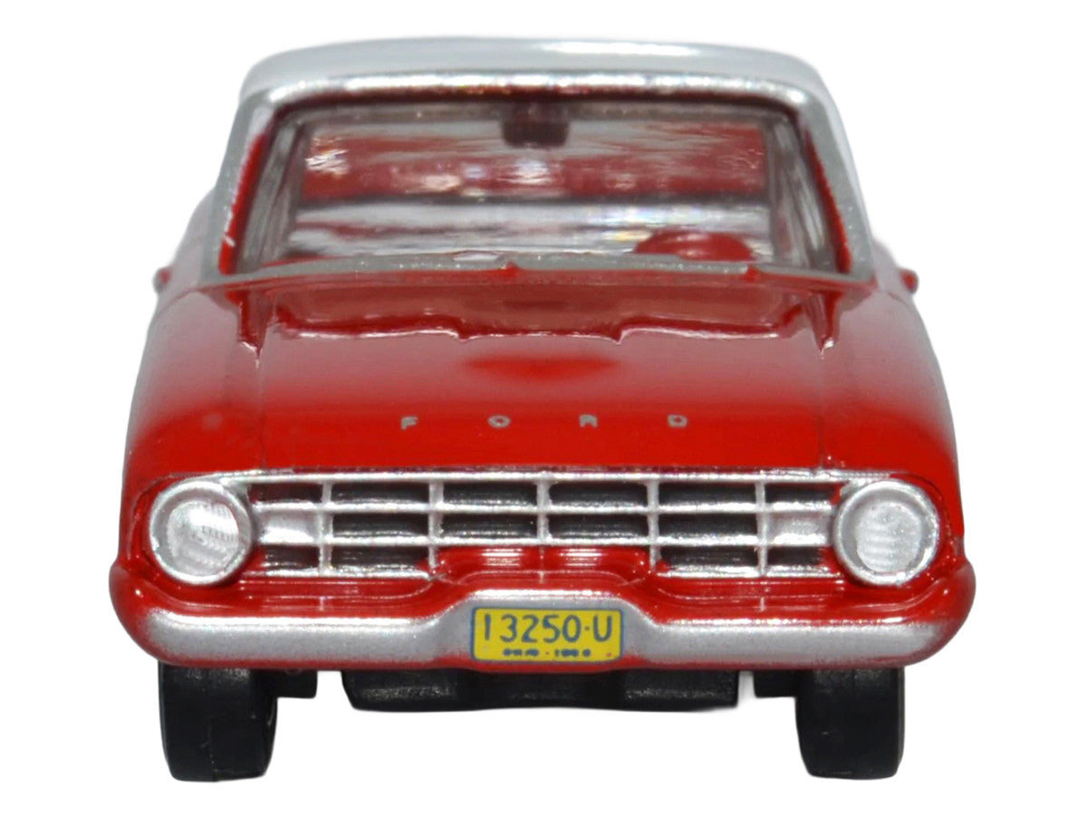 1960 Ford Falcon Ranchero Monte Carlo Red with Corinthian White Top 1/87 (HO) Scale Diecast Model Car by Oxford Diecast-1