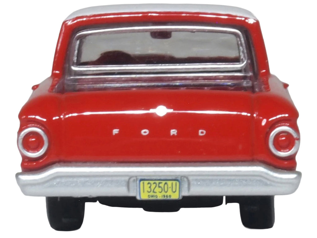 1960 Ford Falcon Ranchero Monte Carlo Red with Corinthian White Top 1/87 (HO) Scale Diecast Model Car by Oxford Diecast-2
