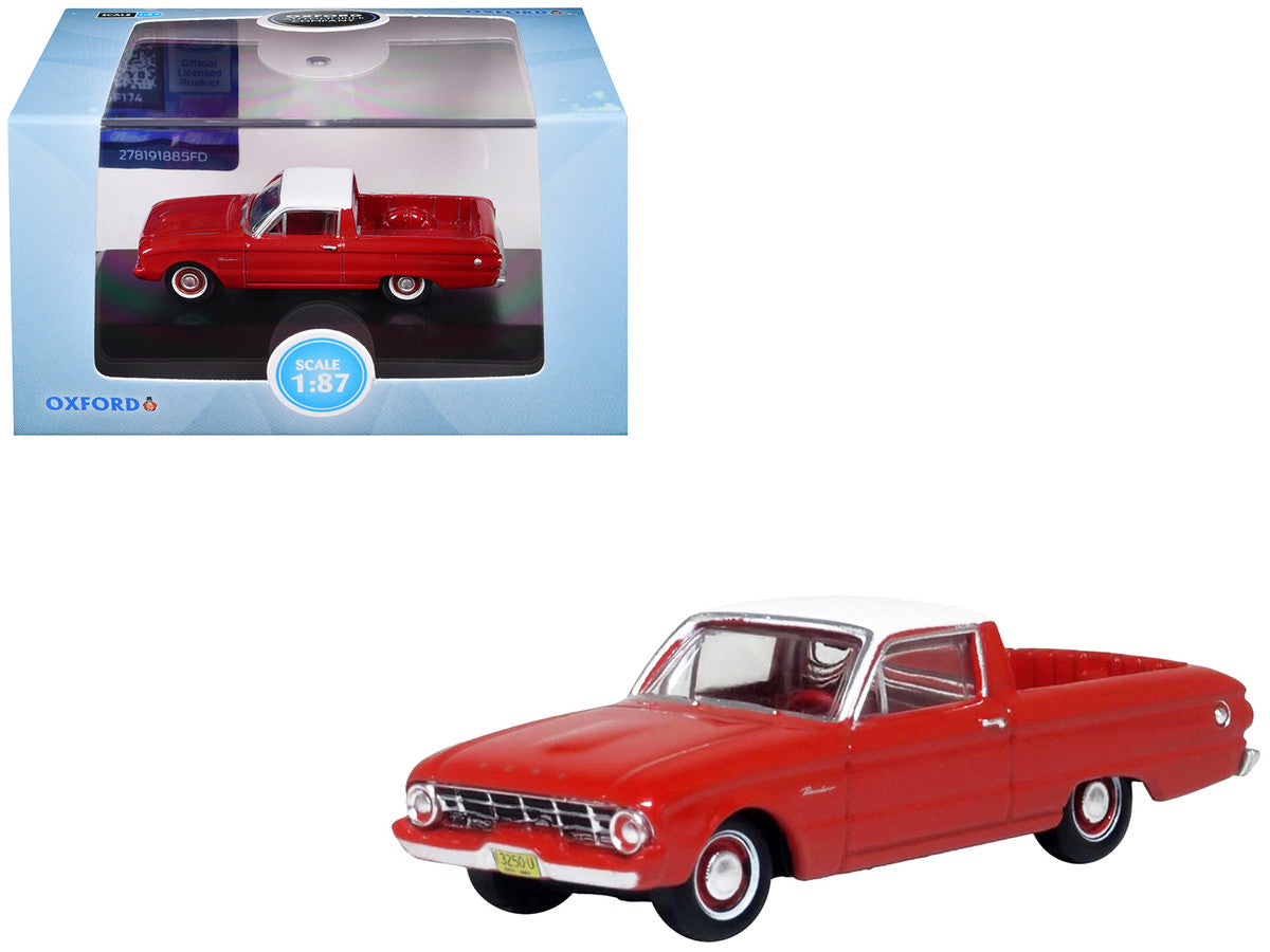 1960 Ford Falcon Ranchero Monte Carlo Red with Corinthian White Top 1/87 (HO) Scale Diecast Model Car by Oxford Diecast-3