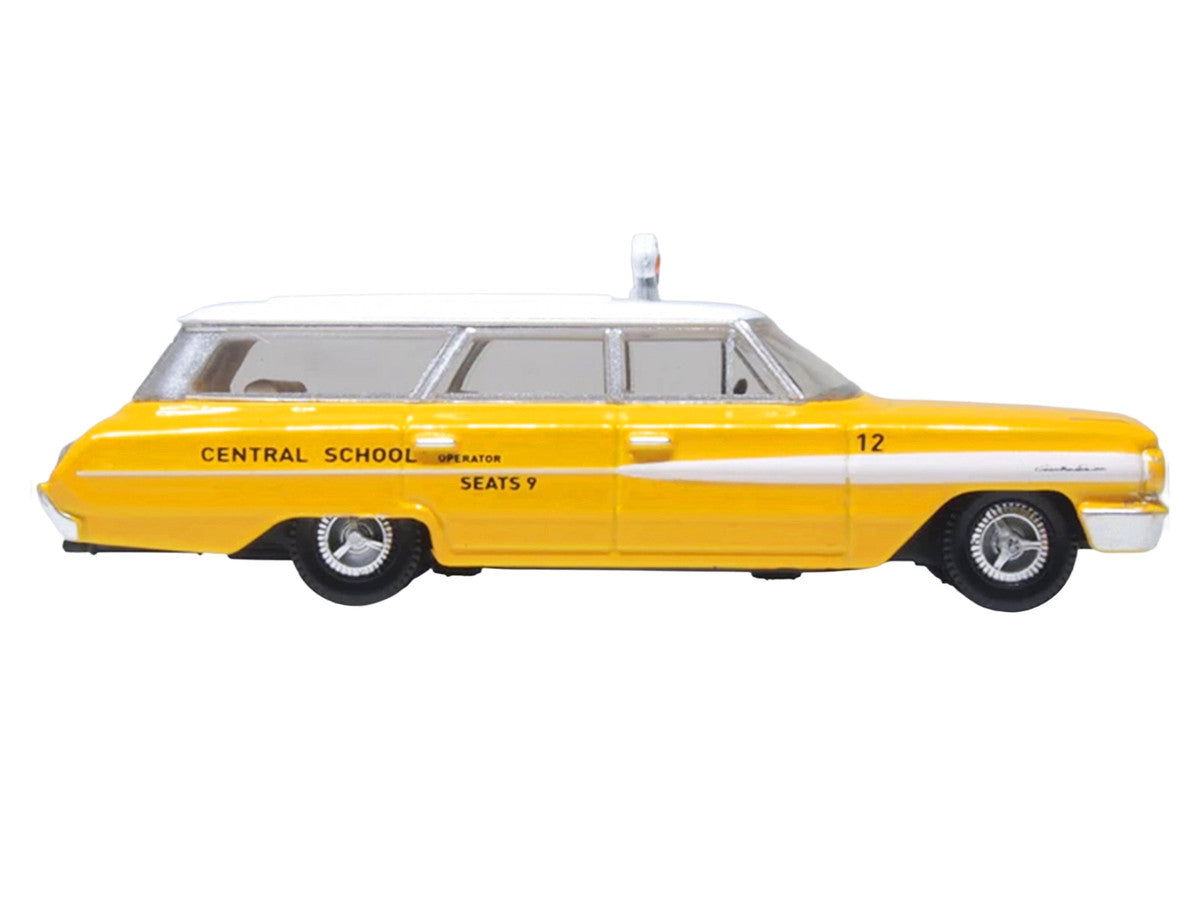 1964 Ford Country Station Wagon "Central School Bus" Yellow with White Top 1/87 (HO) Scale Diecast Model Car by Oxford Diecast-1
