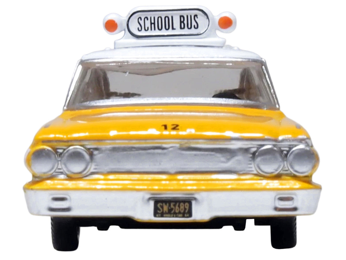 1964 Ford Country Station Wagon "Central School Bus" Yellow with White Top 1/87 (HO) Scale Diecast Model Car by Oxford Diecast-3
