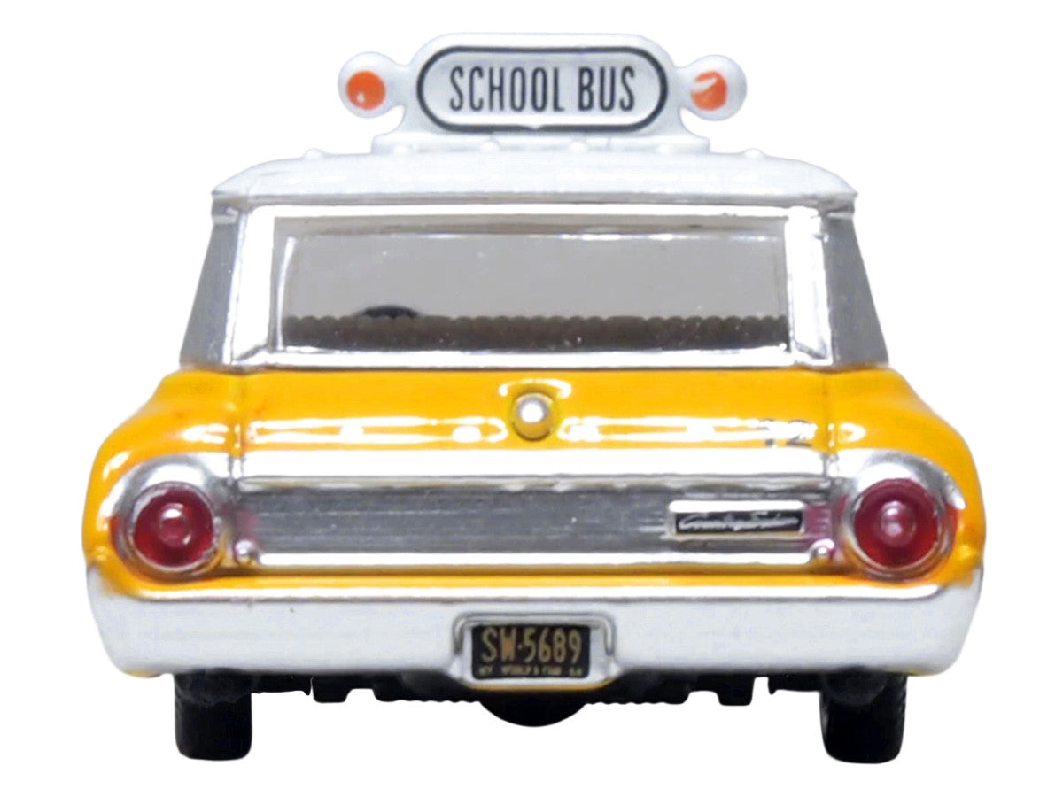1964 Ford Country Station Wagon "Central School Bus" Yellow with White Top 1/87 (HO) Scale Diecast Model Car by Oxford Diecast-2