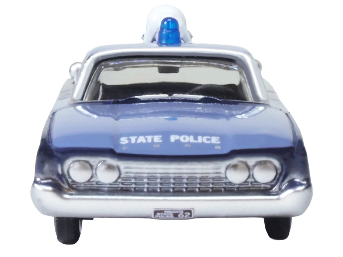 1960 Ford Fairlane Sedan "Massachusetts State Police Radar Car" Blue Two-Tone 1/87 (HO) Scale Diecast Model Car by Oxford Diecast-1