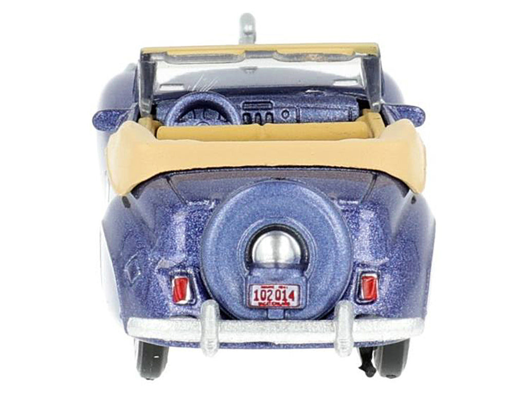 1941 Lincoln Continental Convertible Darian Blue Metallic with Tan Interior 1/87 (HO) Scale Diecast Model Car by Oxford Diecast-3