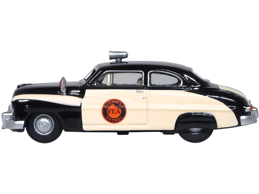 1949 Mercury Monarch Police Black and White "Florida Highway Patrol" 1/87 (HO) Scale Diecast Model Car by Oxford Diecast-1