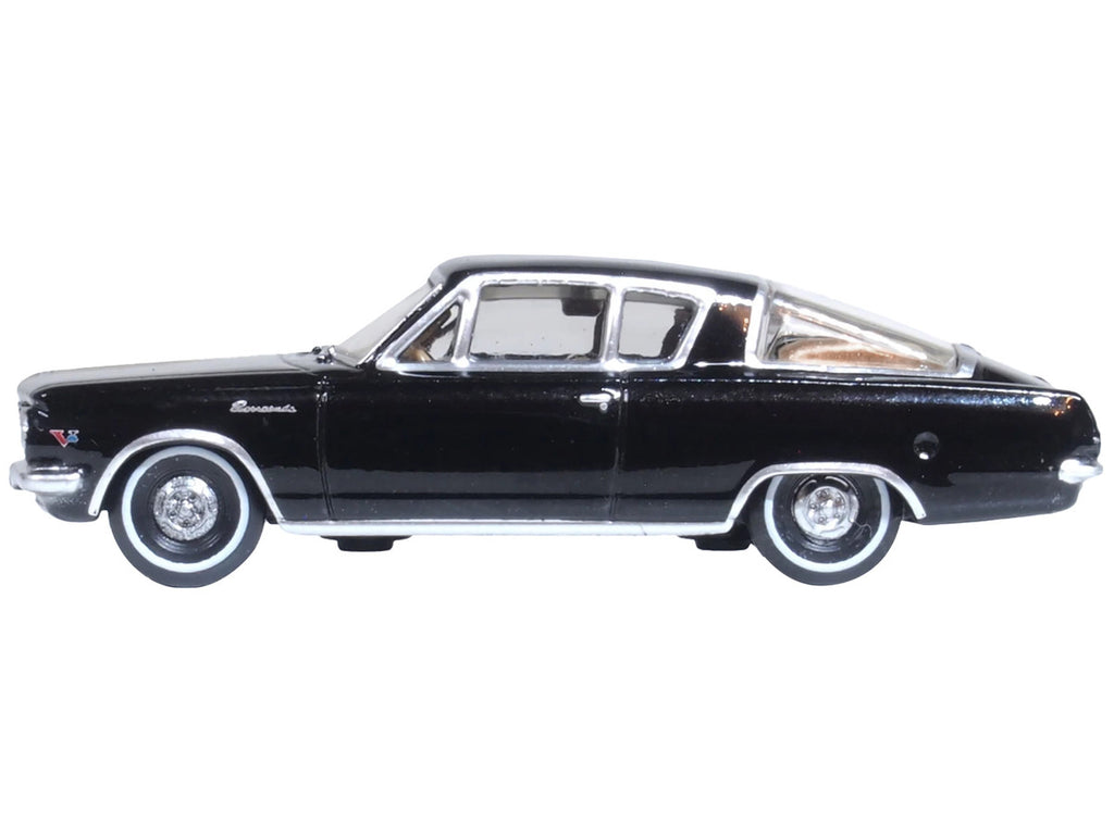 1965 Plymouth Barracuda Black with Gold Stripes 1/87 (HO) Scale Diecast Model Car by Oxford Diecast-1