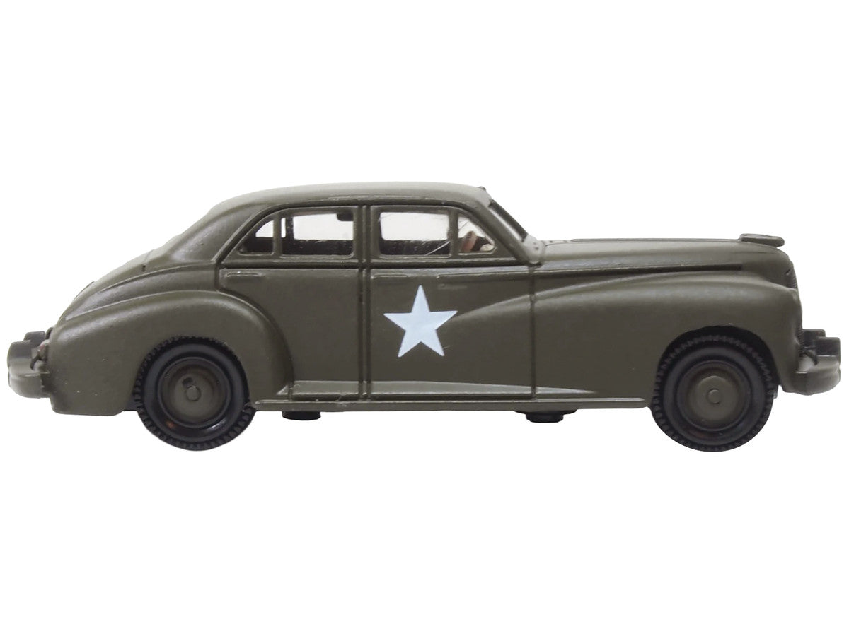 1942 Packard Clipper Touring Sedan "US Army Staff Car" Olive Drab 1/87 (HO) Scale Diecast Model Car by Oxford Diecast-1