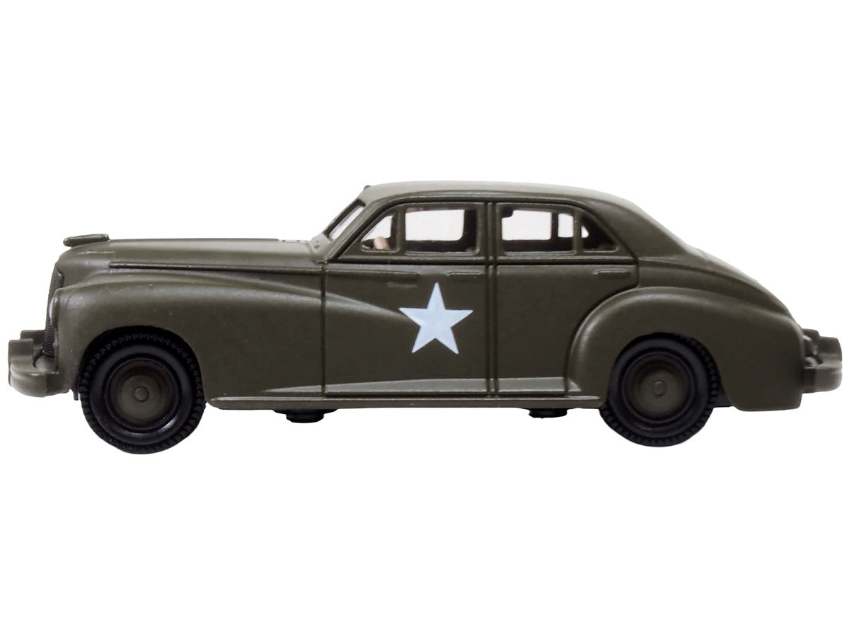 1942 Packard Clipper Touring Sedan "US Army Staff Car" Olive Drab 1/87 (HO) Scale Diecast Model Car by Oxford Diecast-2