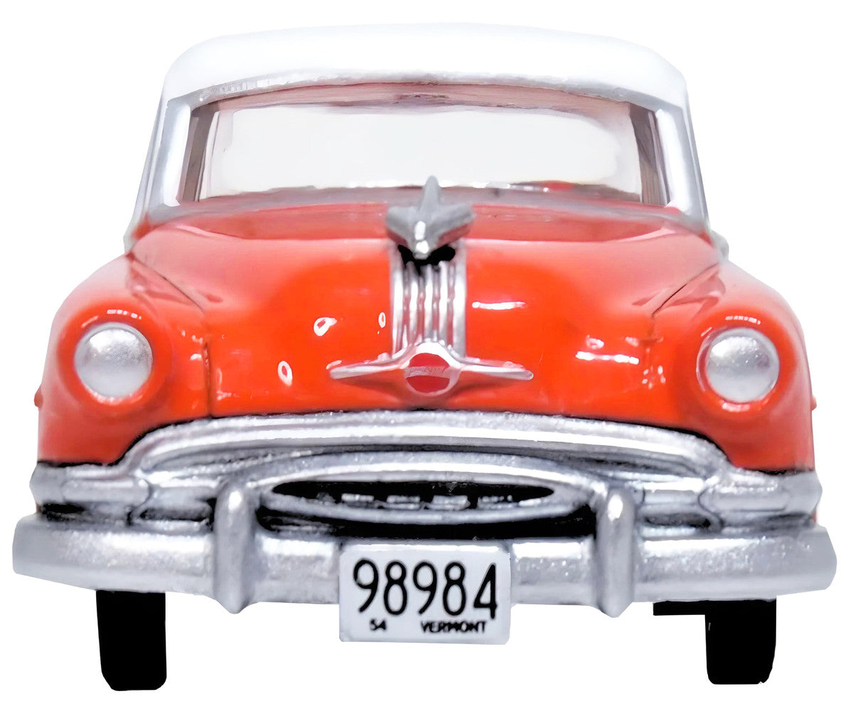 1954 Pontiac Chieftain 4 Door Coral Red with Winter White Top 1/87 (HO) Scale Diecast Model Car by Oxford Diecast-2