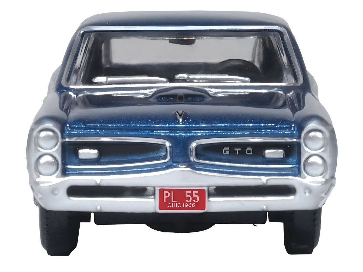 1966 Pontiac GTO Fontaine Blue Metallic 1/87 (HO) Scale Diecast Model Car by Oxford Diecast-2