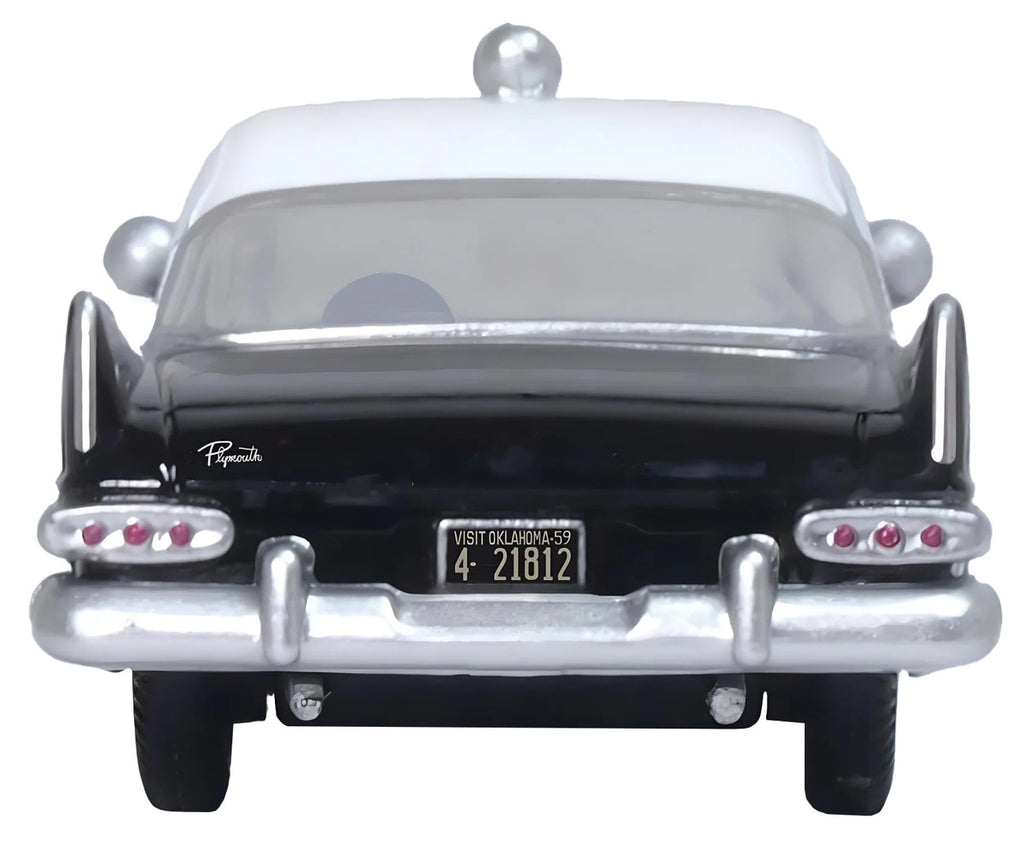 1959 Plymouth Savoy Black and White "Oklahoma Highway Patrol" 1/87 (HO) Scale Diecast Model Car by Oxford Diecast-3