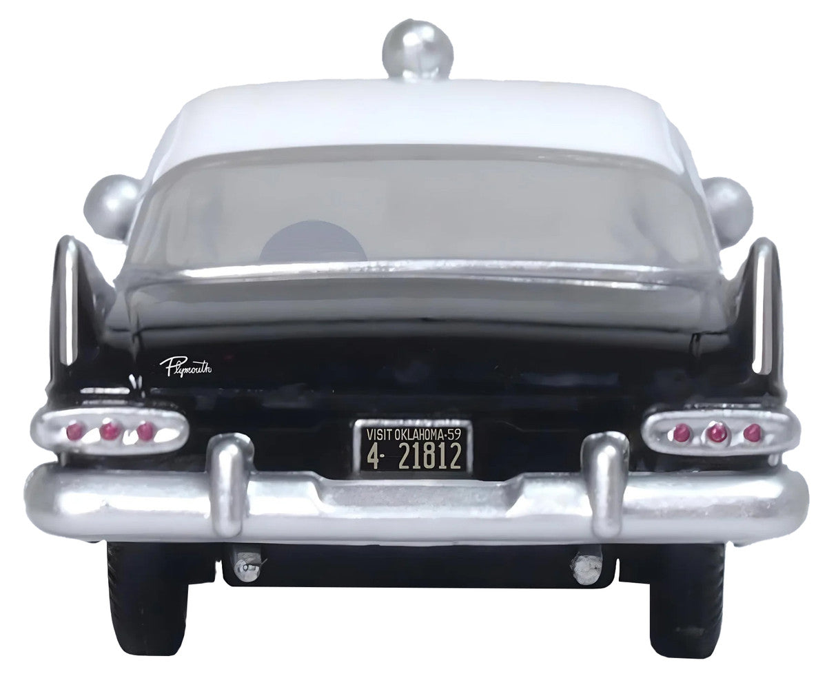 1959 Plymouth Savoy Black and White "Oklahoma Highway Patrol" 1/87 (HO) Scale Diecast Model Car by Oxford Diecast-3