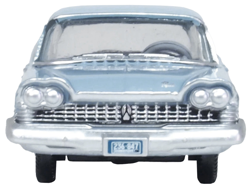 1959 Plymouth Savoy Sedan Powder Blue 1/87 (HO) Scale Diecast Model Car by Oxford Diecast-1