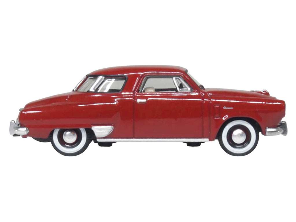 1950 Studebaker Champion Starlight Coupe Commanche Red 1/87 (HO) Scale Diecast Model Car by Oxford Diecast-1