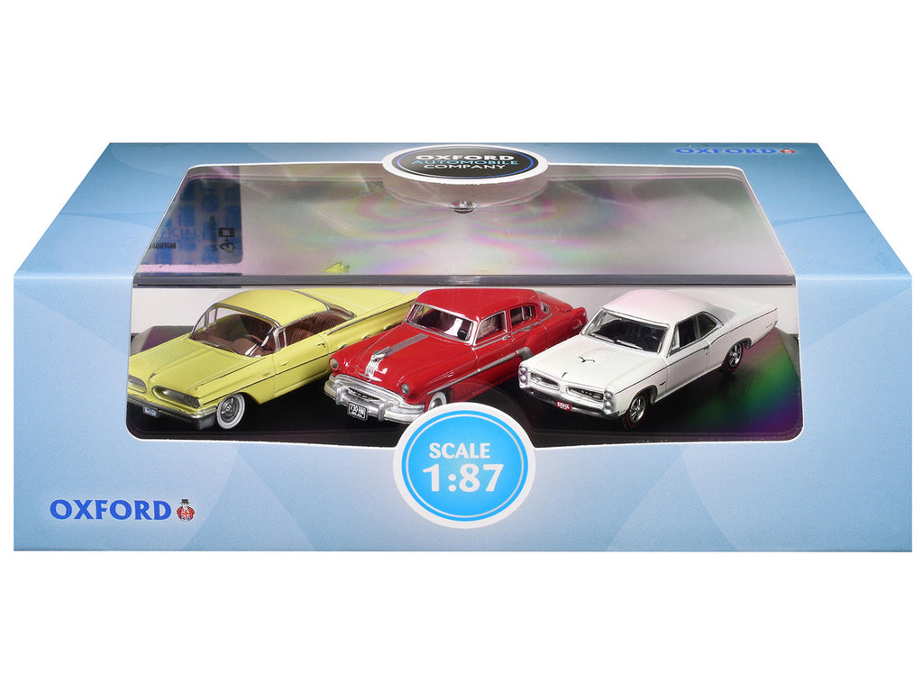Pontiac Set of 3 Cars "100th Anniversary 2026" 1/87 (HO) Scale Diecast Model Cars by Oxford Diecast-1