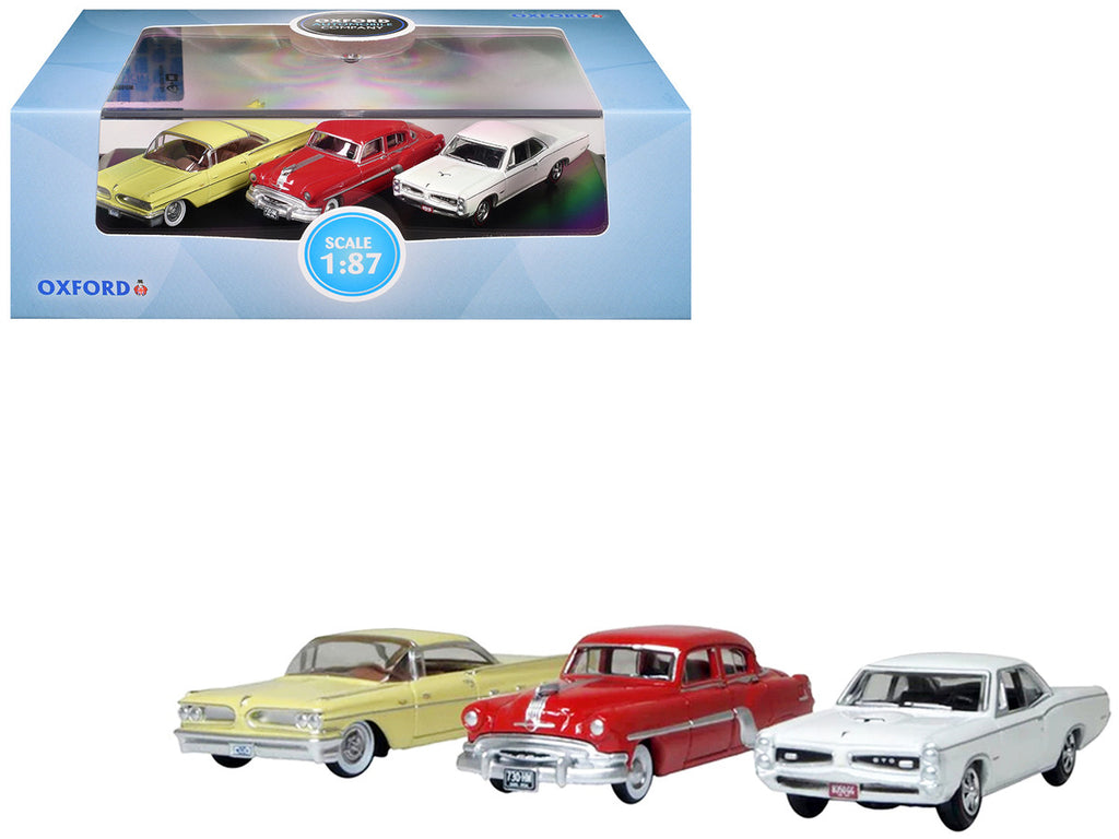 Pontiac Set of 3 Cars "100th Anniversary 2026" 1/87 (HO) Scale Diecast Model Cars by Oxford Diecast-2