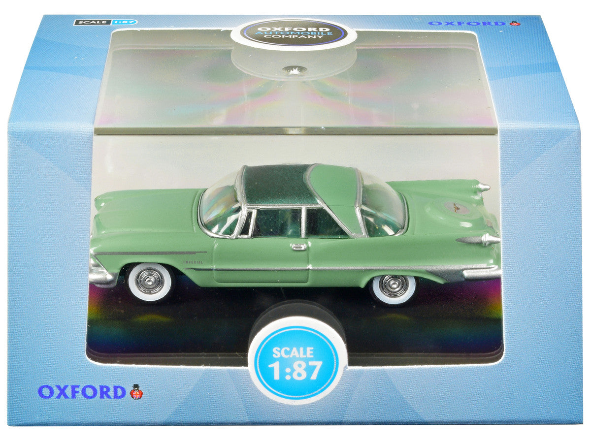 1959 Chrysler Imperial Crown 2 Door Hardtop Highland Green and Ballad Green 1/87 (HO) Scale Diecast Model Car by Oxford Diecast-1