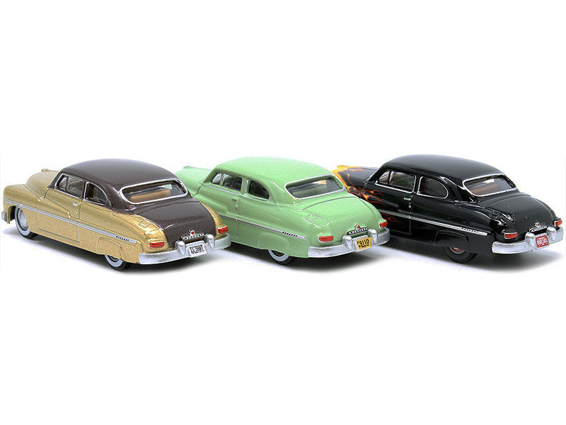 1949 Mercury Set of 3 Cars "70th Anniversary" 1/87 (HO) Scale Diecast Model Cars by Oxford Diecast-1
