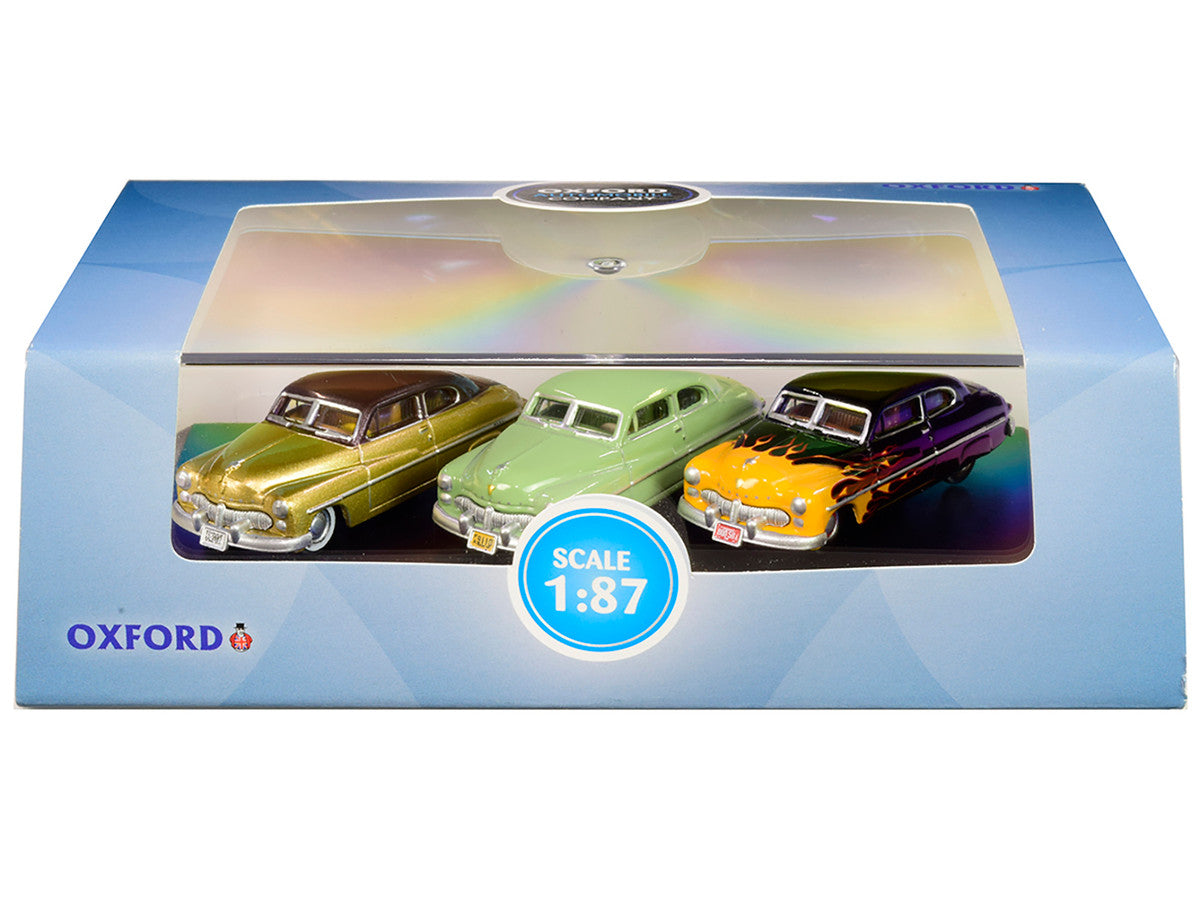 1949 Mercury Set of 3 Cars "70th Anniversary" 1/87 (HO) Scale Diecast Model Cars by Oxford Diecast-2