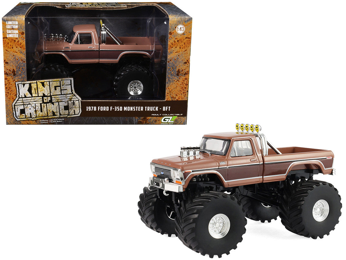 1978 Ford F-350 Monster Truck with 66-Inch Tires "BFT" Brown Two-Tone "Kings of Crunch" Series 1/43 Diecast Model Car by Greenlight-4