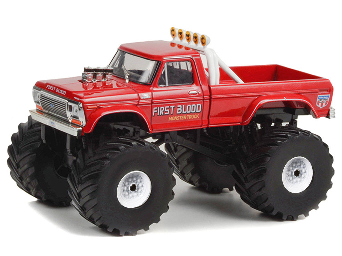 1978 Ford F-250 Monster Truck with 66-Inch Tires "First Blood" Red "Kings of Crunch" Series 1/43 Diecast Model Car by Greenlight-0