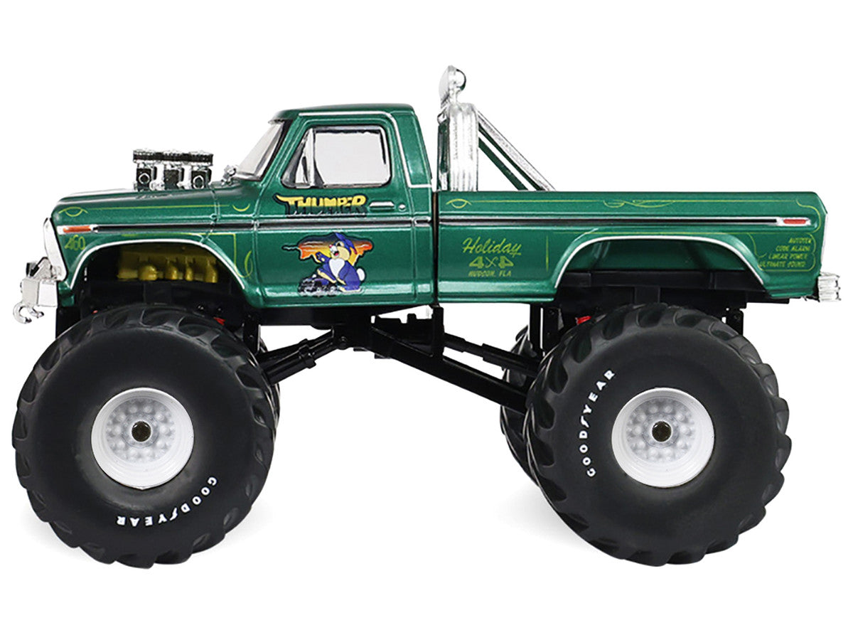 1975 Ford F-250 Monster Truck with 66-Inch Tires "Thumper" Green Metallic "Kings of Crunch" Series 1/43 Diecast Model Car by Greenlight-1