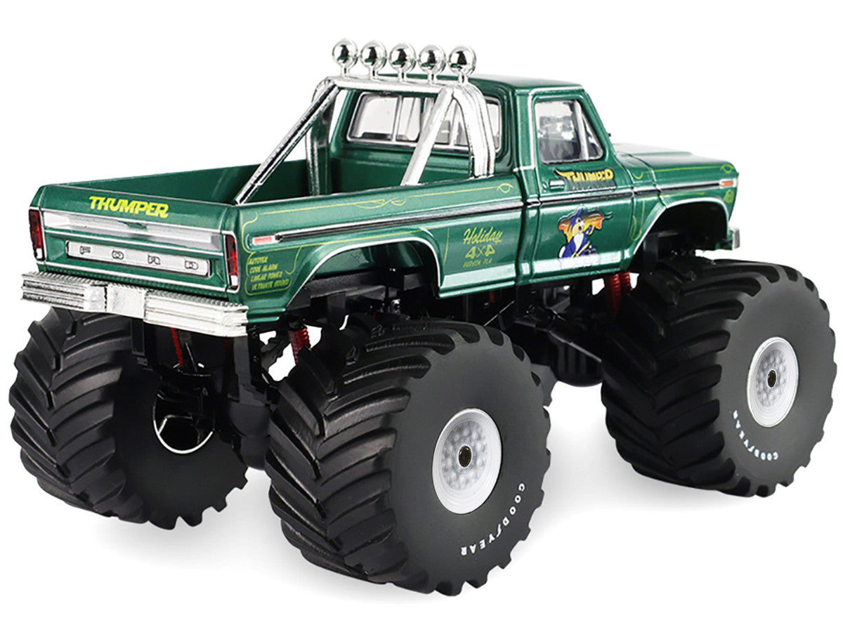 1975 Ford F-250 Monster Truck with 66-Inch Tires "Thumper" Green Metallic "Kings of Crunch" Series 1/43 Diecast Model Car by Greenlight-2