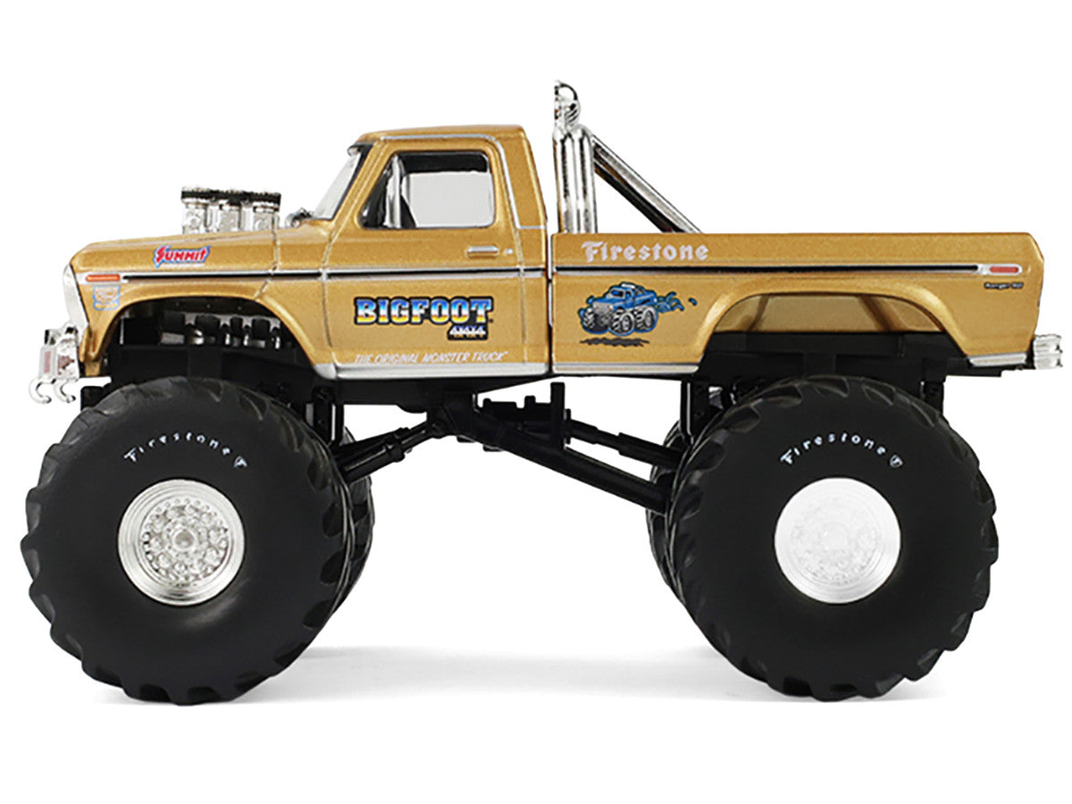 1979 Ford F-250 Monster Truck "Bigfoot #1 50th Anniversary" Gold Metallic "Kings of Crunch" Series 1/43 Diecast Model Car by Greenlight-1