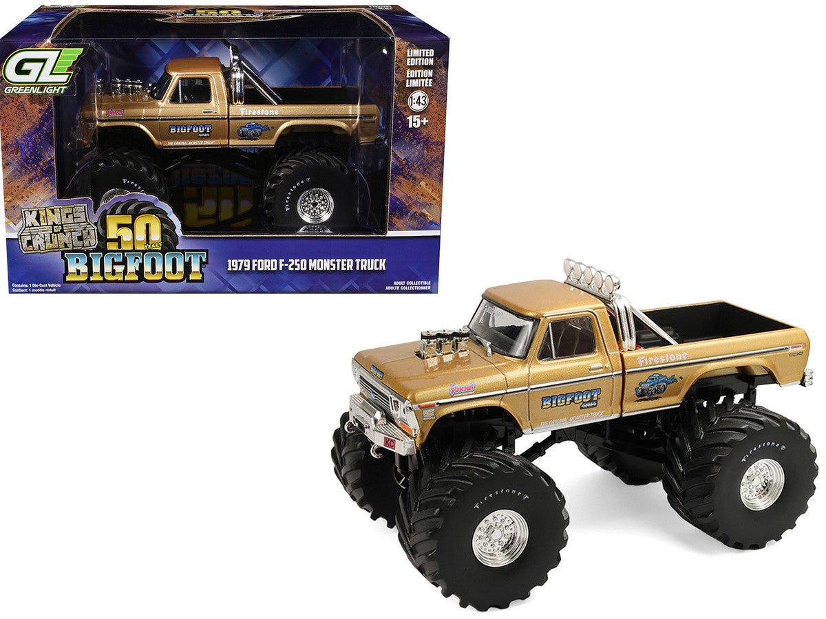1979 Ford F-250 Monster Truck "Bigfoot #1 50th Anniversary" Gold Metallic "Kings of Crunch" Series 1/43 Diecast Model Car by Greenlight-4
