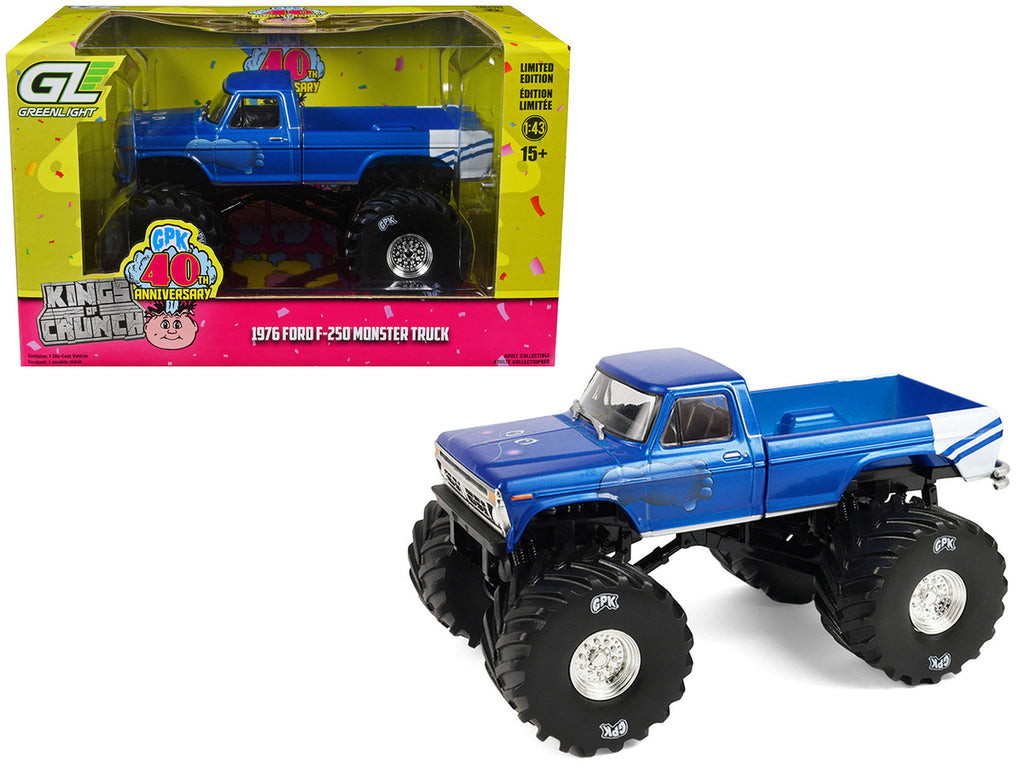 1976 Ford F-250 Monster Truck "Garbage Pail Kids 40th Anniversary - Buck Truck" Blue Metallic with Graphics "Kings of Crunch" Series 1/43 Diecast Model Car by Greenlight-4
