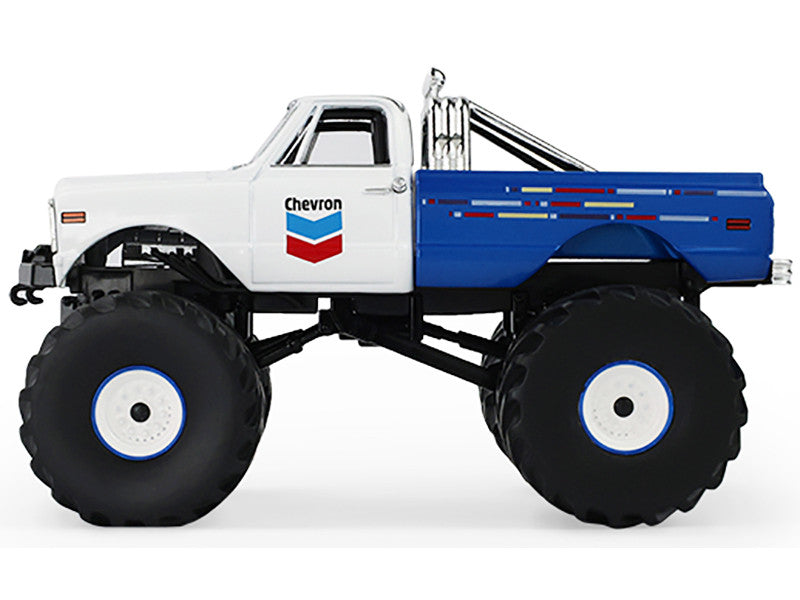 1972 Chevrolet K-10 Monster Truck "Chevron 150th Anniversary" White and Blue Metallic "Kings of Crunch" Series 1/43 Diecast Model Car by Greenlight-0