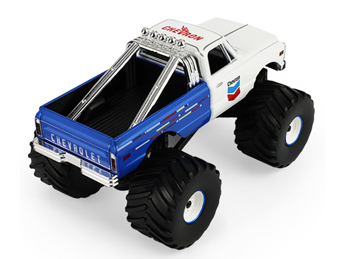 1972 Chevrolet K-10 Monster Truck "Chevron 150th Anniversary" White and Blue Metallic "Kings of Crunch" Series 1/43 Diecast Model Car by Greenlight-3